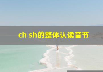 ch sh的整体认读音节